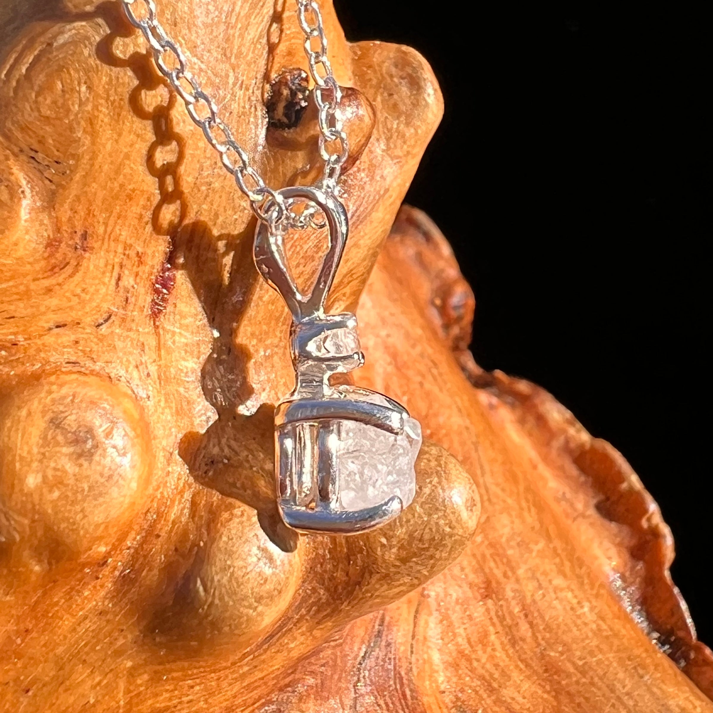 Raw & Faceted Phenakite Necklace Sterling Silver #8042-Moldavite Life