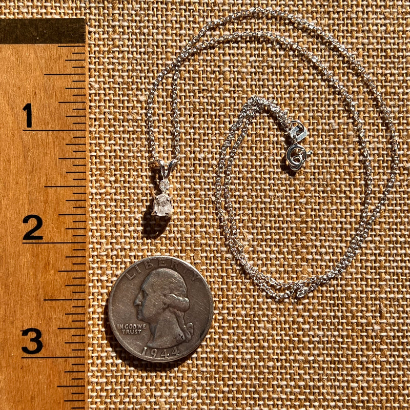 Raw & Faceted Phenakite Necklace Sterling Silver #8042-Moldavite Life