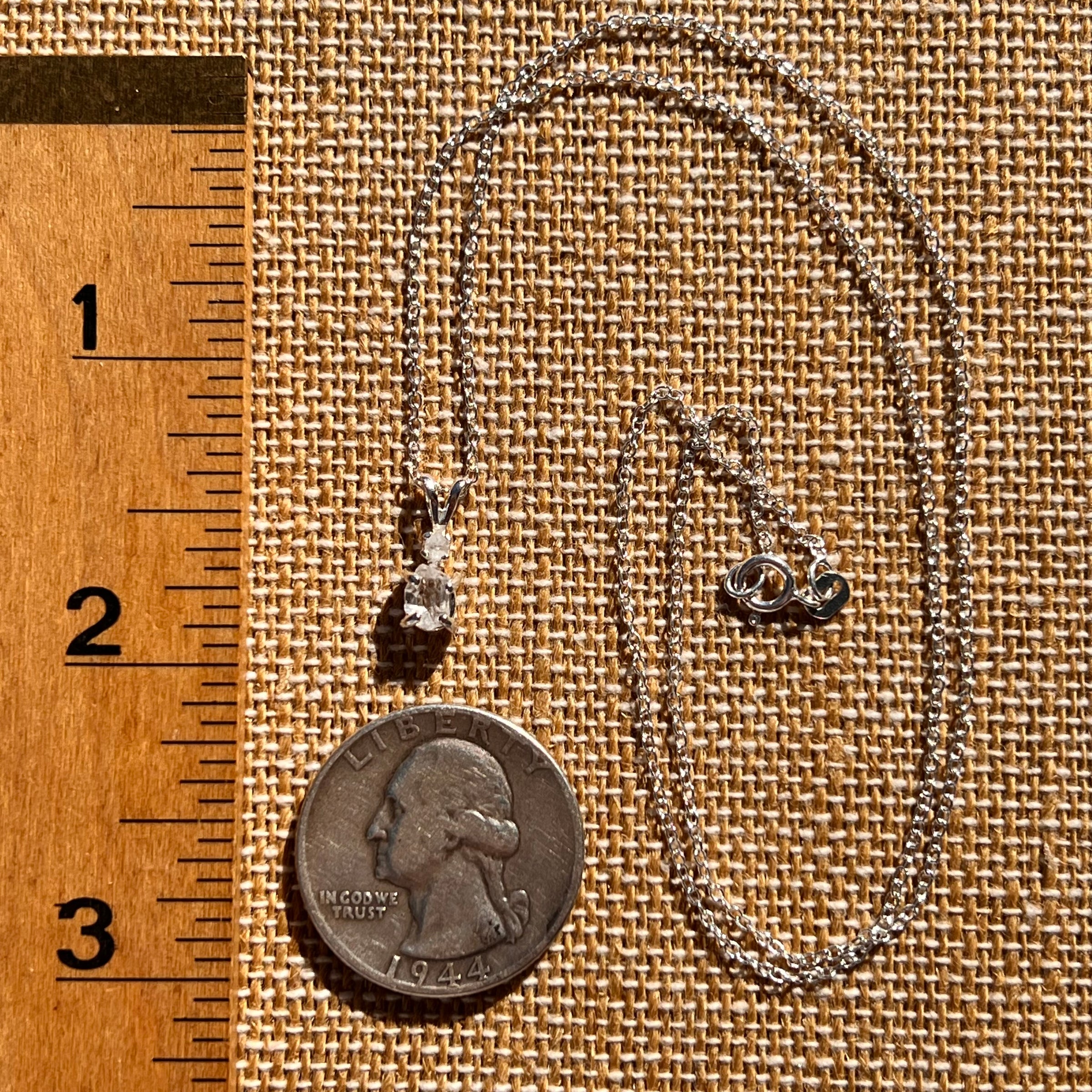 Raw & Faceted Phenakite Necklace Sterling Silver #8043-Moldavite Life