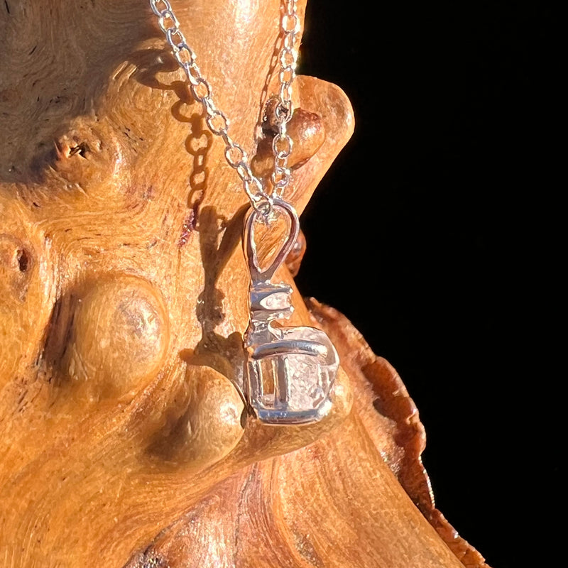 Raw & Faceted Phenakite Necklace Sterling Silver #8047-Moldavite Life