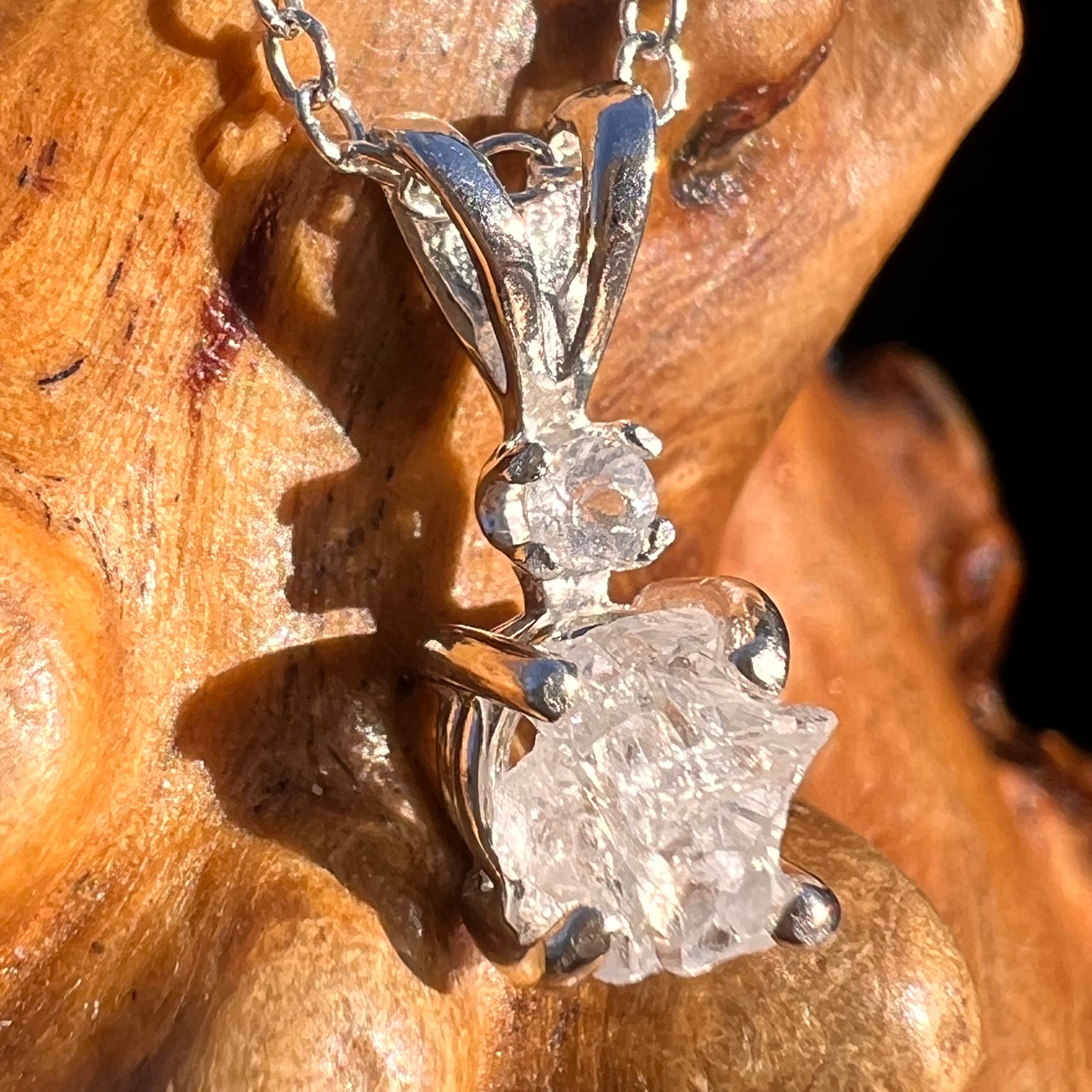 Raw & Faceted Phenakite Necklace Sterling Silver #8048-Moldavite Life