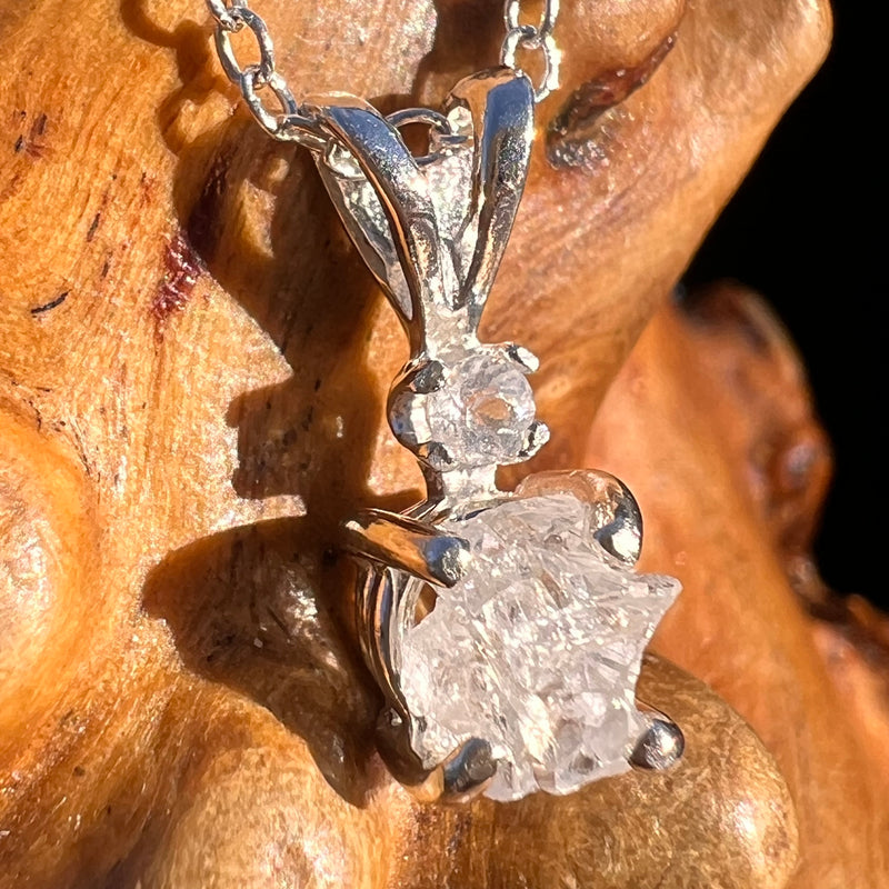 Raw & Faceted Phenakite Necklace Sterling Silver #8048-Moldavite Life