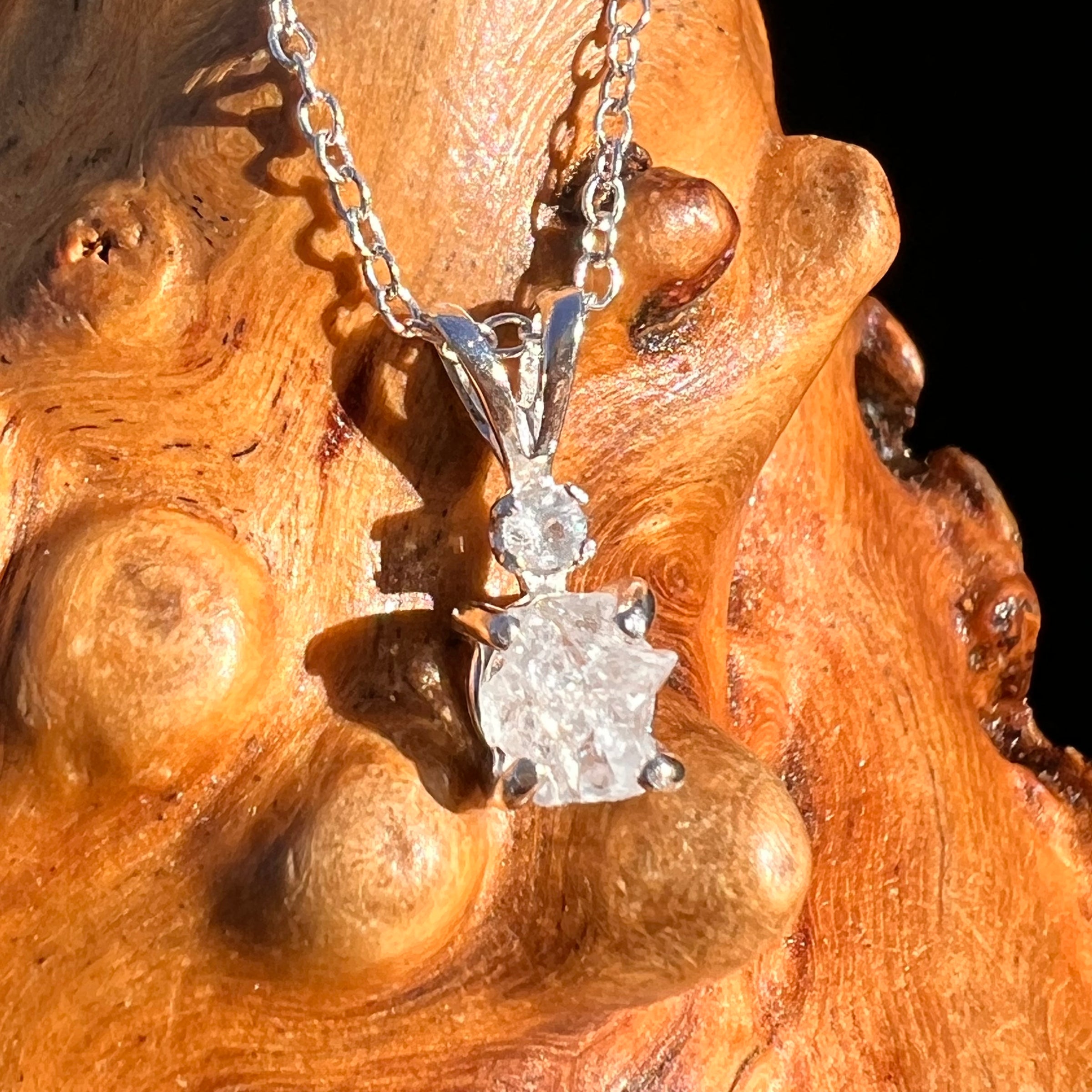 Raw & Faceted Phenakite Necklace Sterling Silver #8048-Moldavite Life