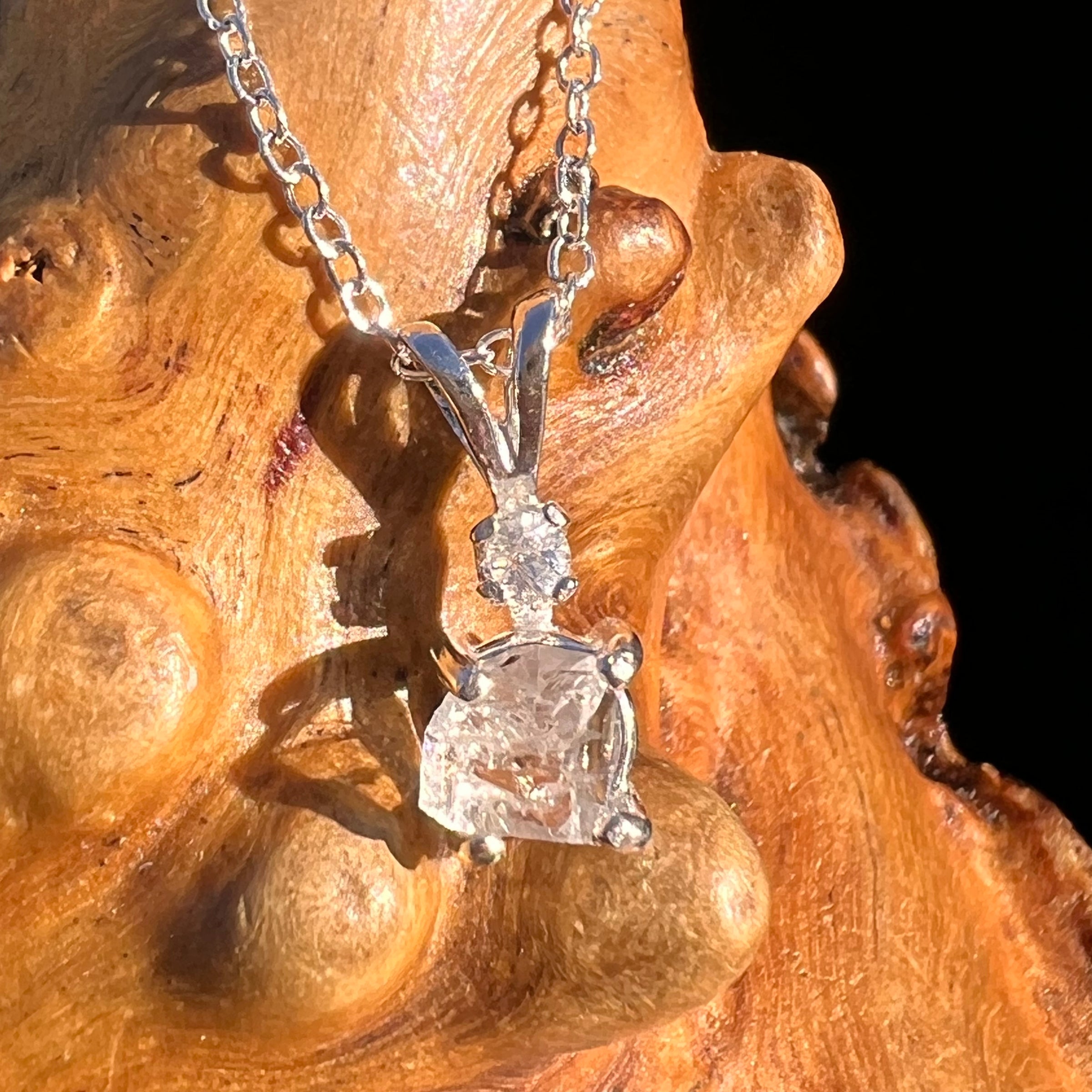 Raw & Faceted Phenakite Necklace Sterling Silver #8050-Moldavite Life