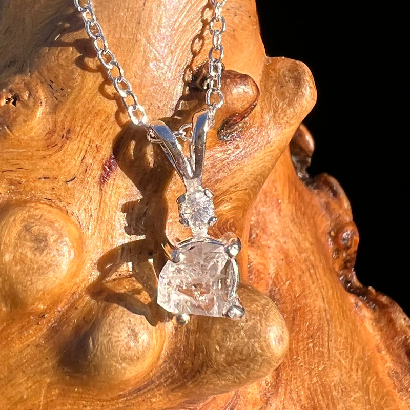 Raw & Faceted Phenakite Necklace Sterling Silver #8050-Moldavite Life