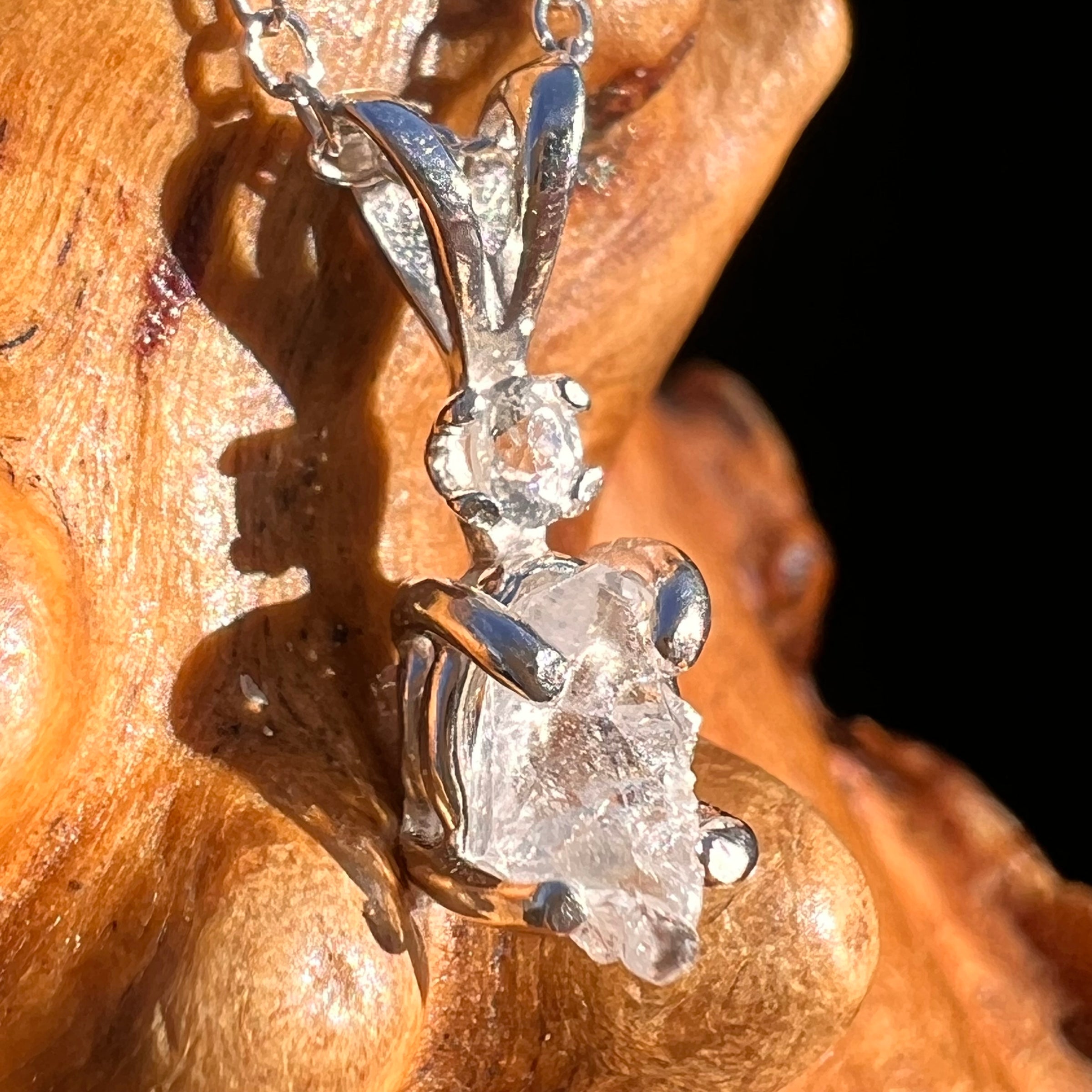 Raw & Faceted Phenakite Necklace Sterling Silver #8051-Moldavite Life