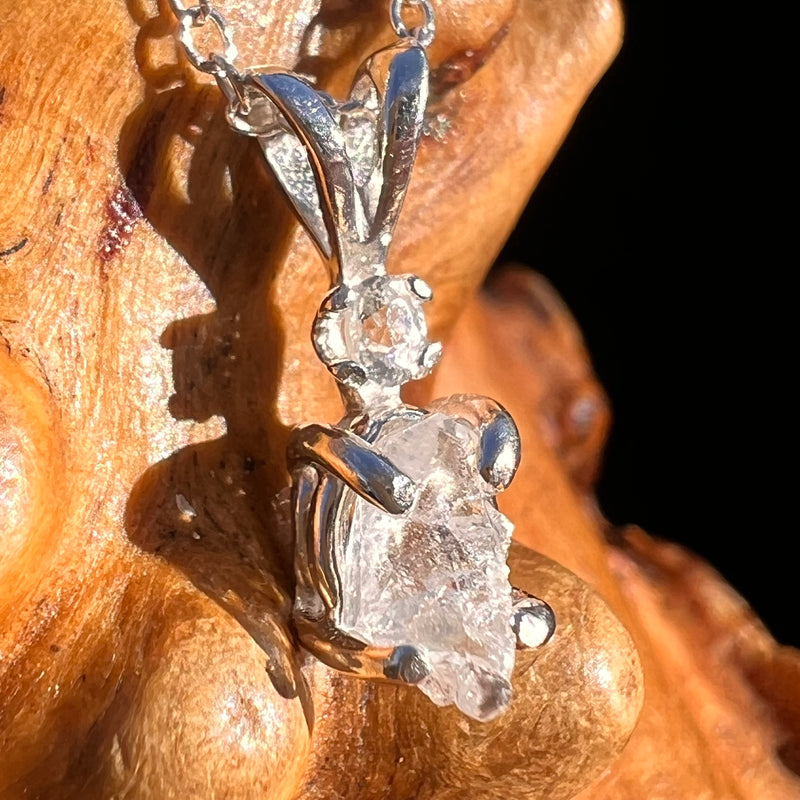 Raw & Faceted Phenakite Necklace Sterling Silver #8051-Moldavite Life