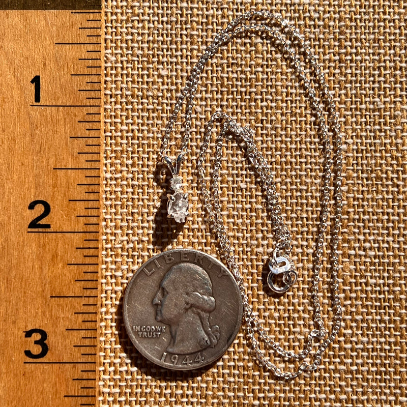 Raw & Faceted Phenakite Necklace Sterling Silver #8051-Moldavite Life