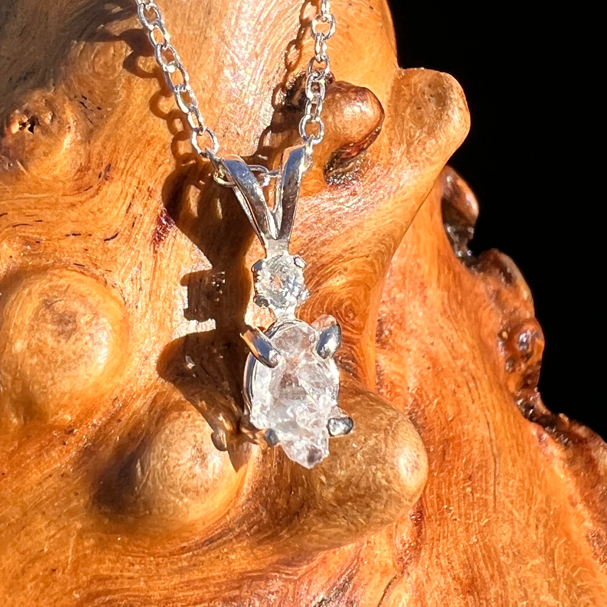 Raw & Faceted Phenakite Necklace Sterling Silver #8051-Moldavite Life