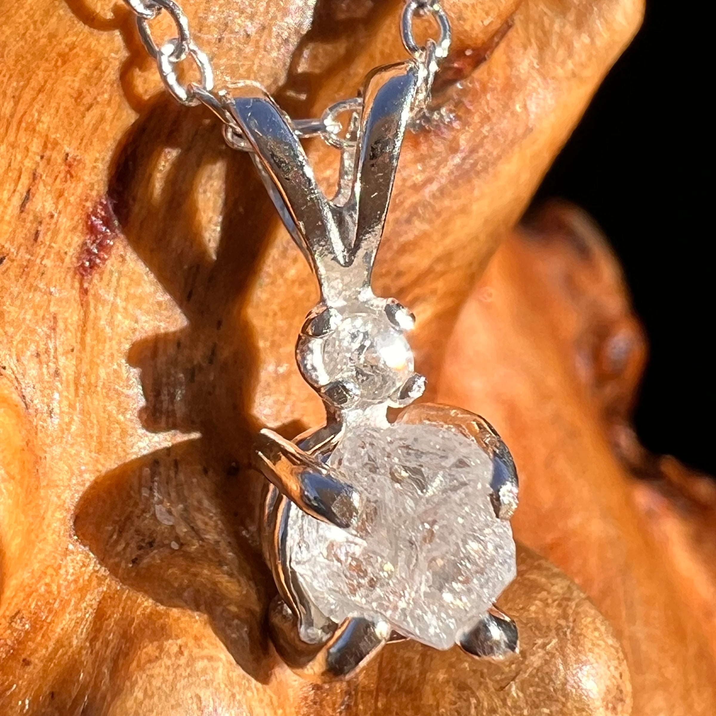 Raw & Faceted Phenakite Necklace Sterling Silver #8053-Moldavite Life