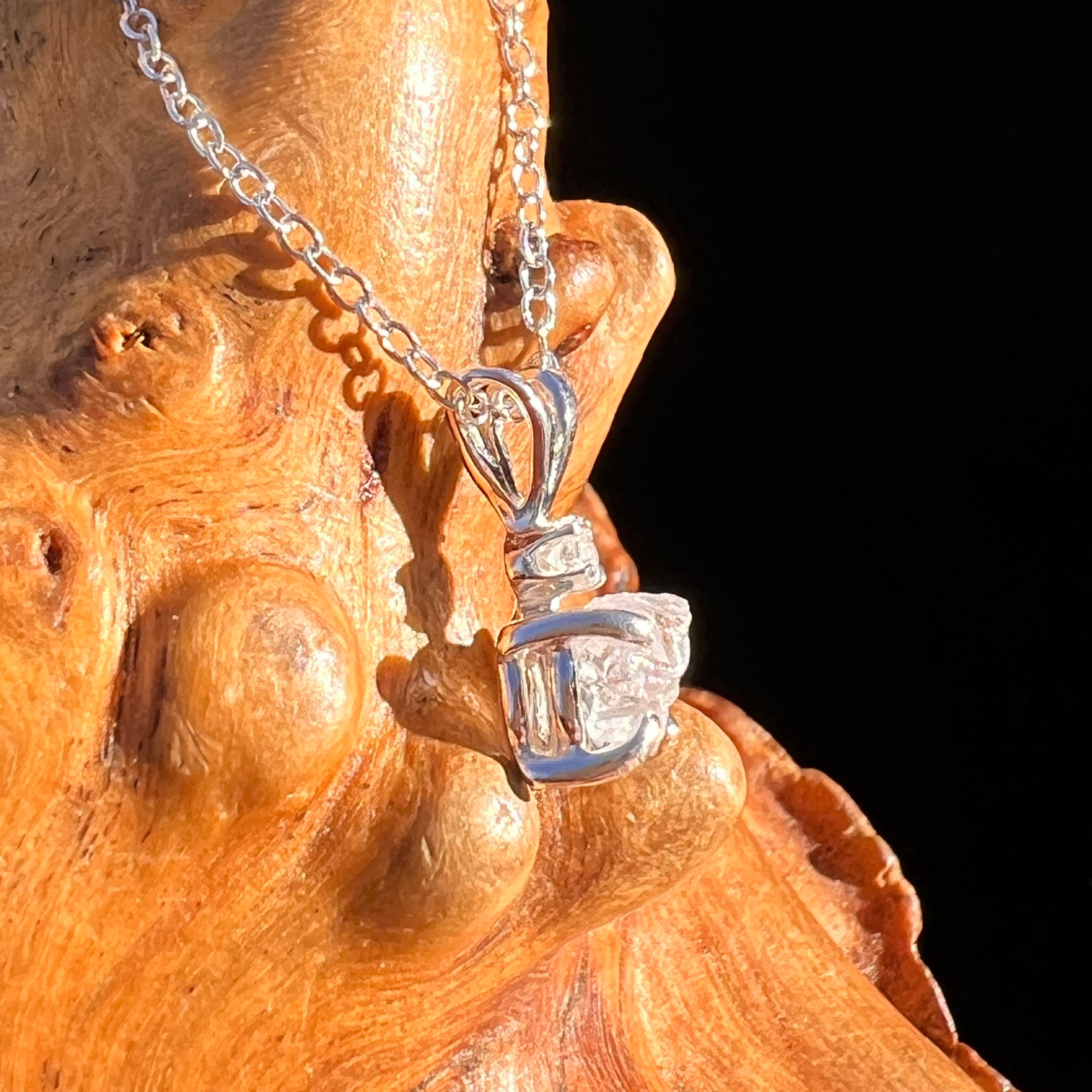 Raw & Faceted Phenakite Necklace Sterling Silver #8053-Moldavite Life