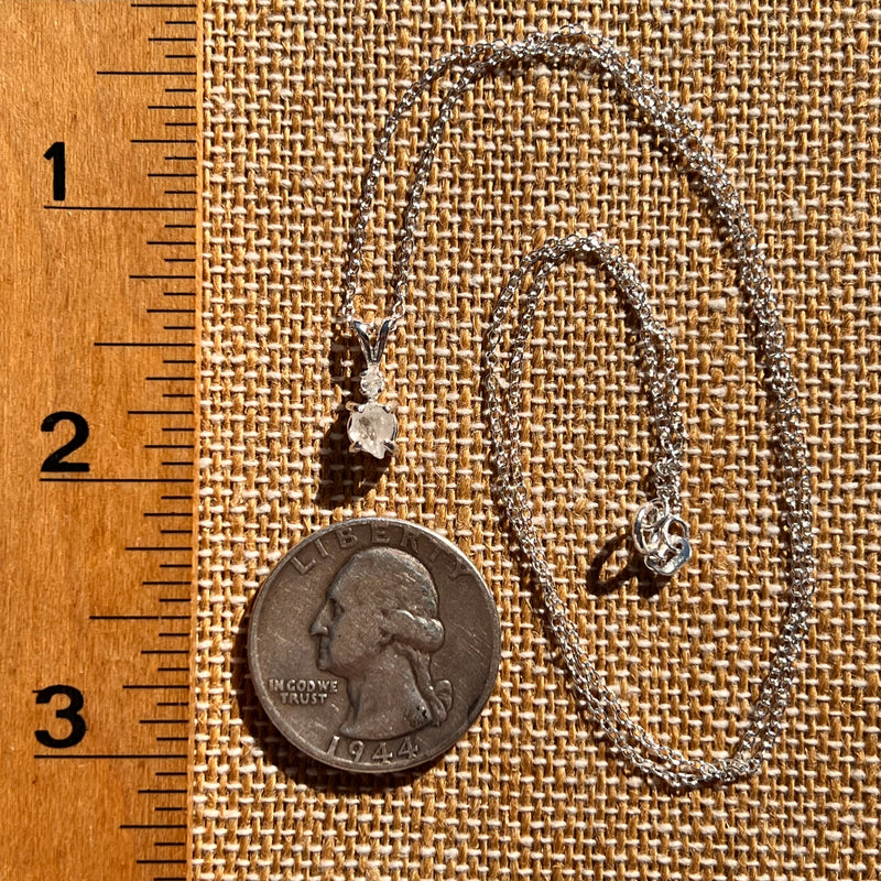 Raw & Faceted Phenakite Necklace Sterling Silver #8054-Moldavite Life