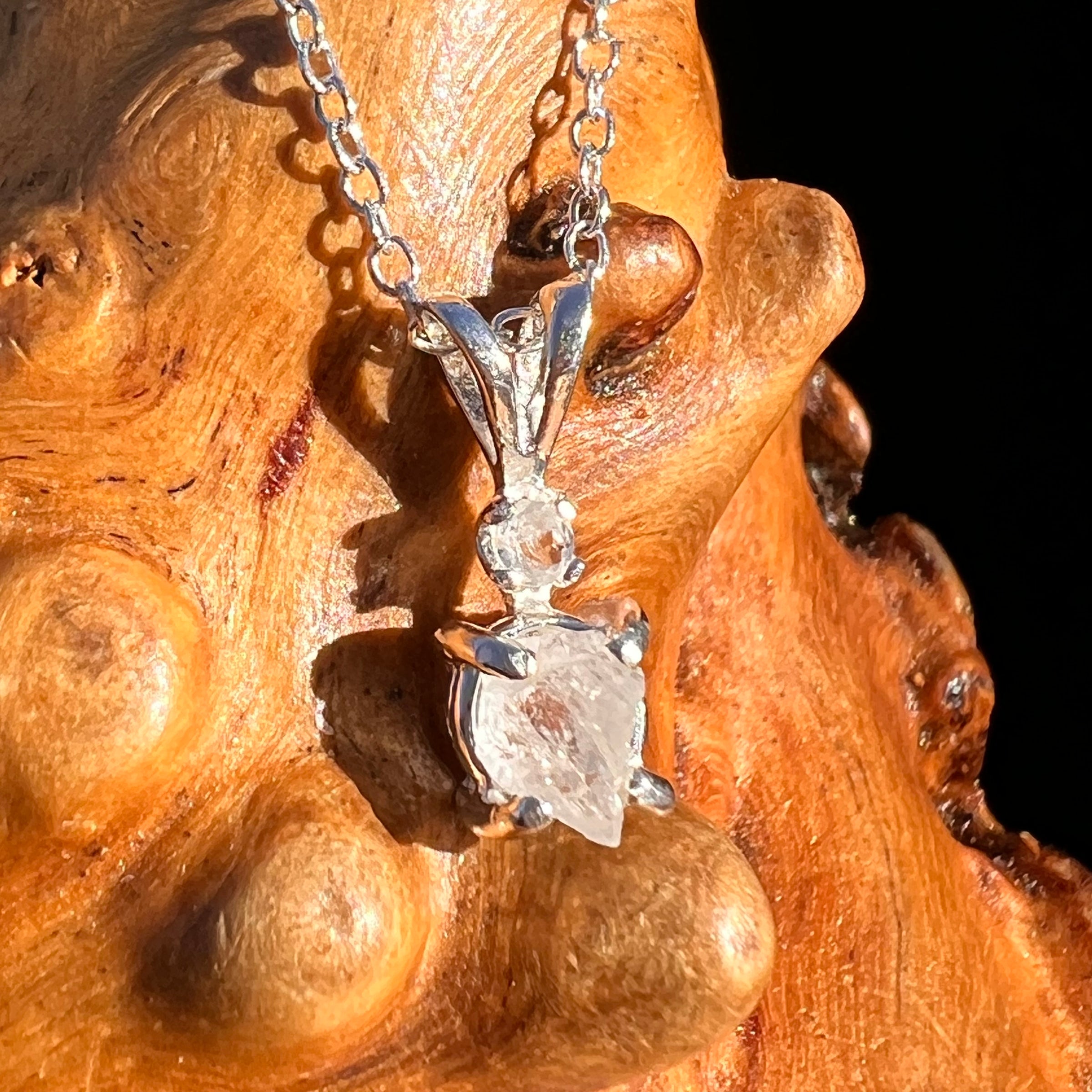 Raw & Faceted Phenakite Necklace Sterling Silver #8054-Moldavite Life