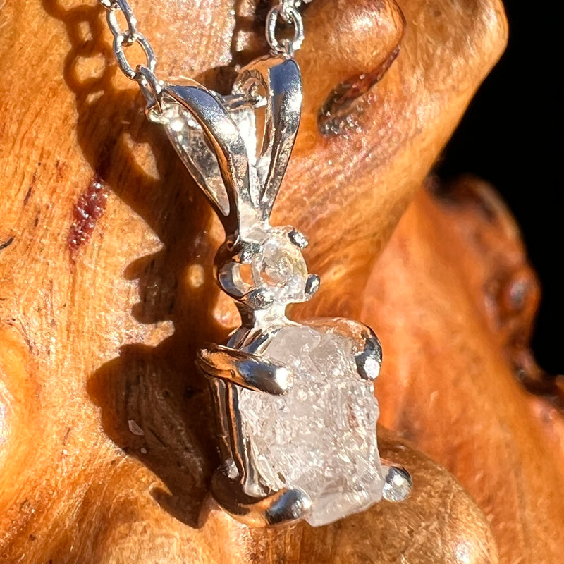 Raw & Faceted Phenakite Necklace Sterling Silver #8055-Moldavite Life