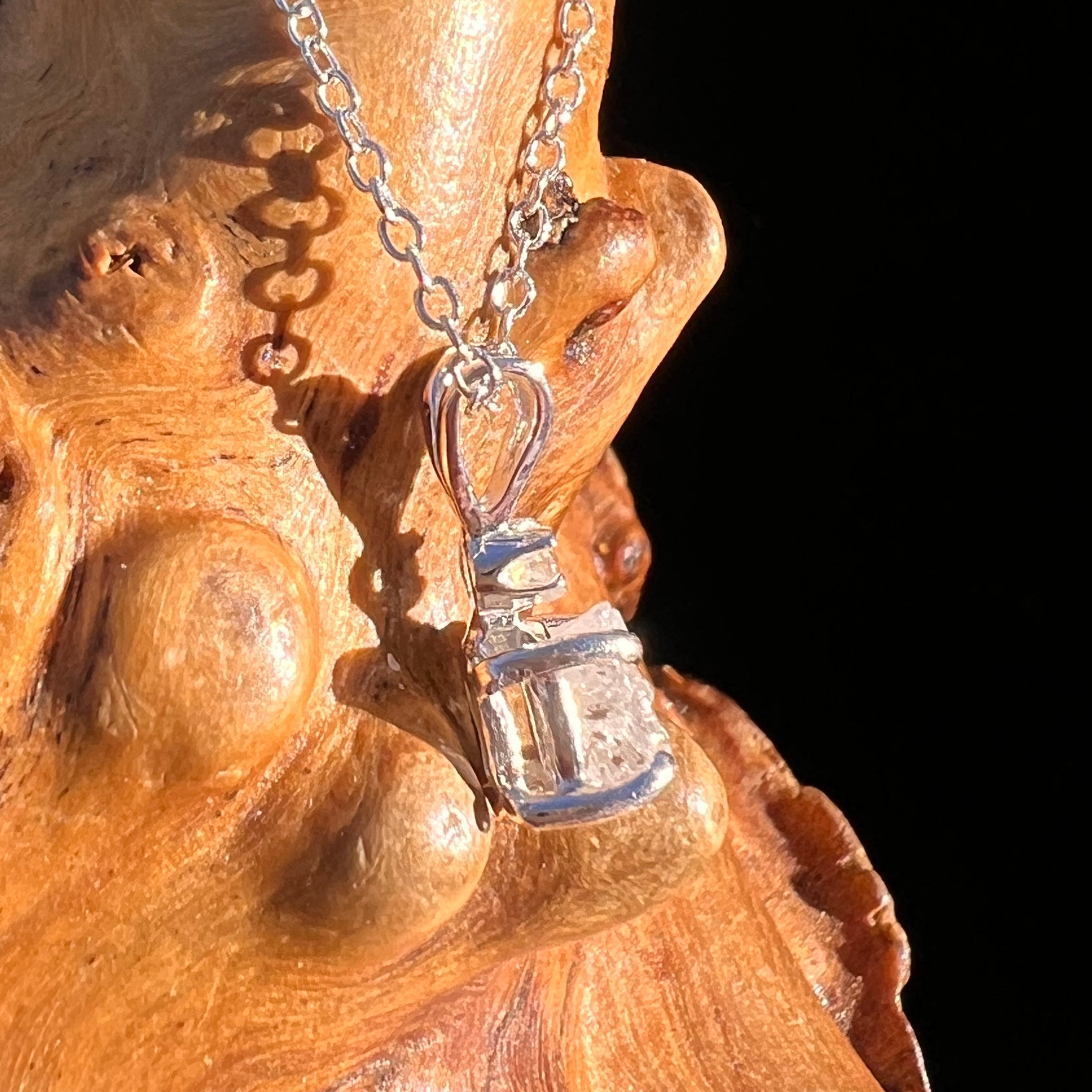 Raw & Faceted Phenakite Necklace Sterling Silver #8055-Moldavite Life