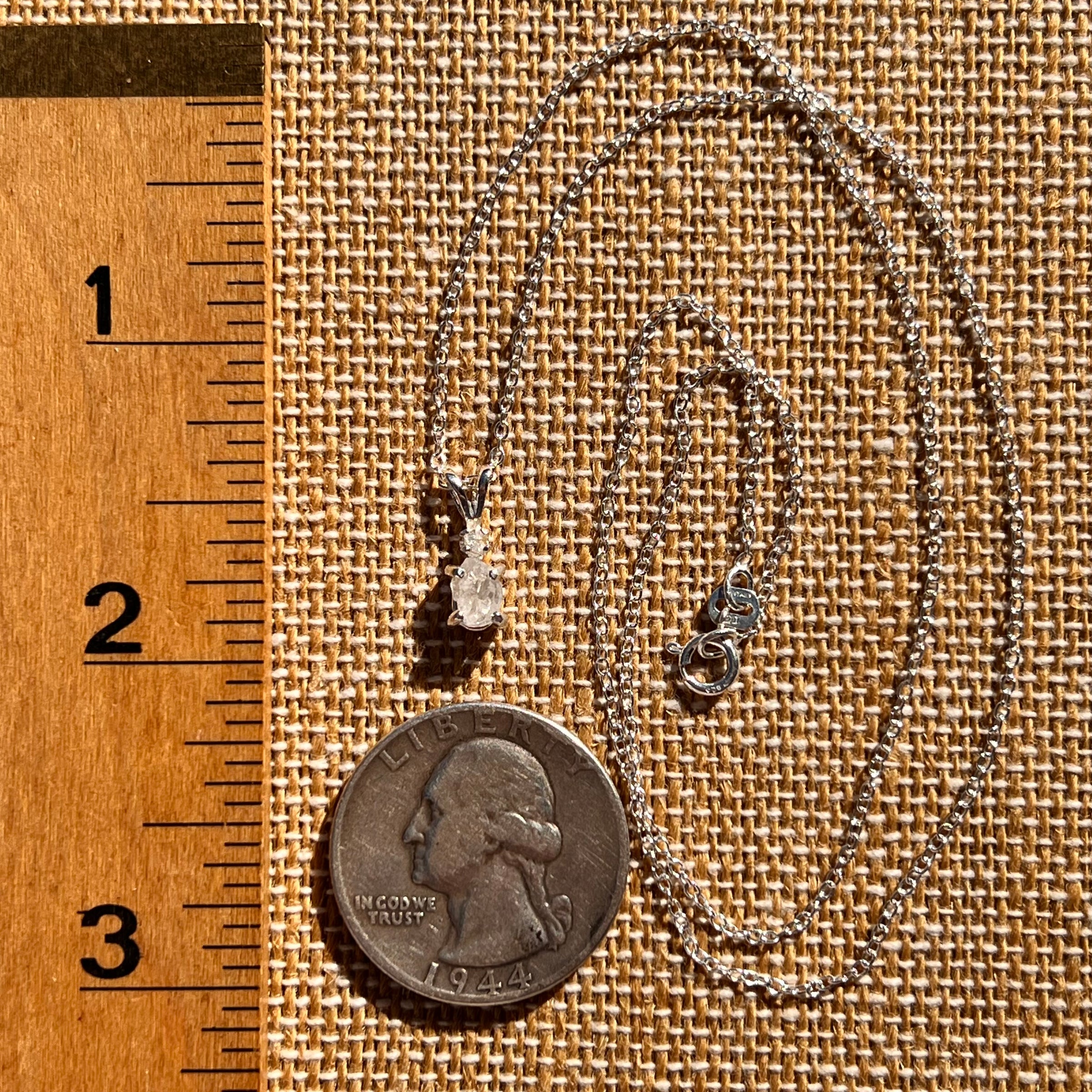 Raw & Faceted Phenakite Necklace Sterling Silver #8055-Moldavite Life