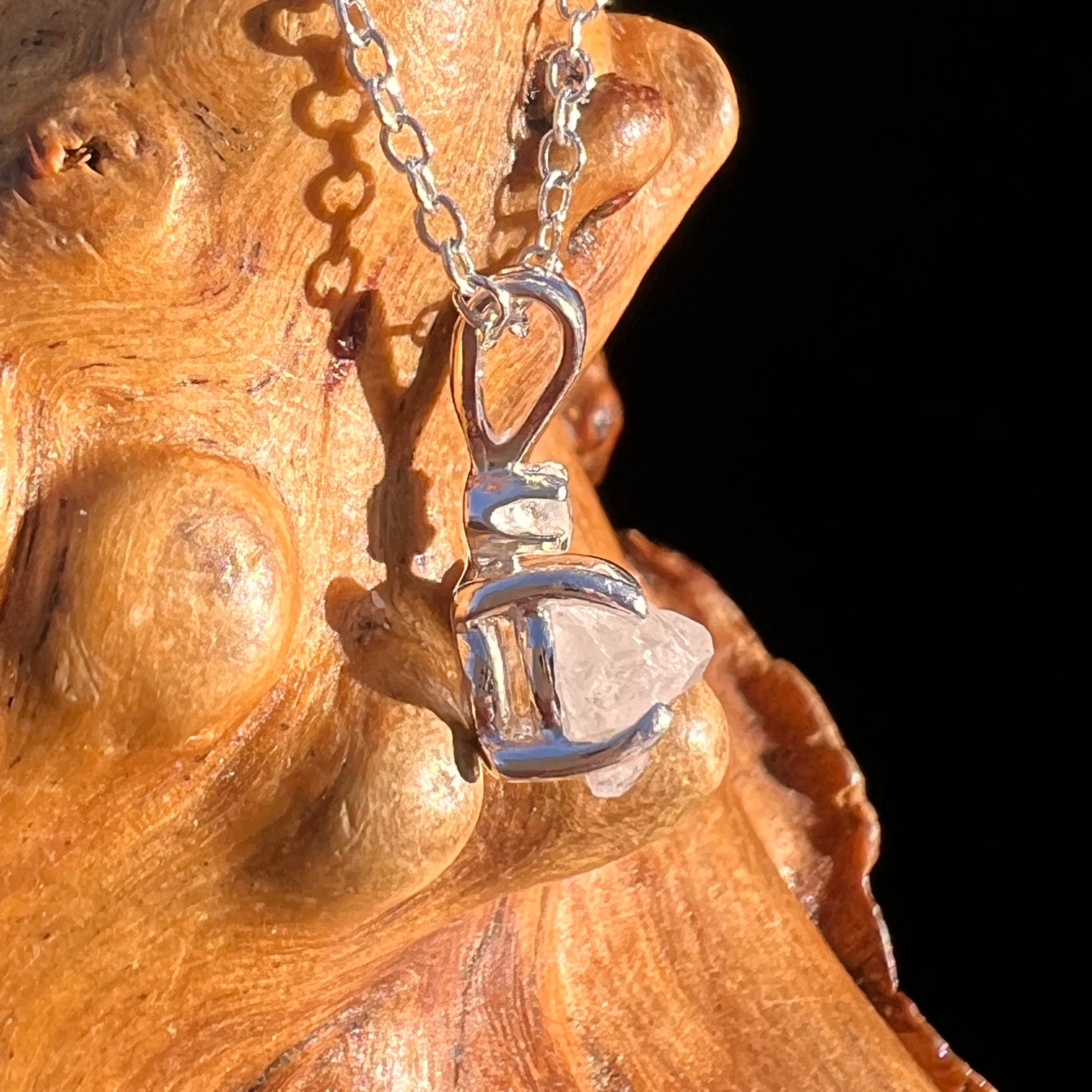 Raw & Faceted Phenakite Necklace Sterling Silver #8056-Moldavite Life