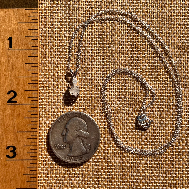 Raw & Faceted Phenakite Necklace Sterling Silver #8057-Moldavite Life