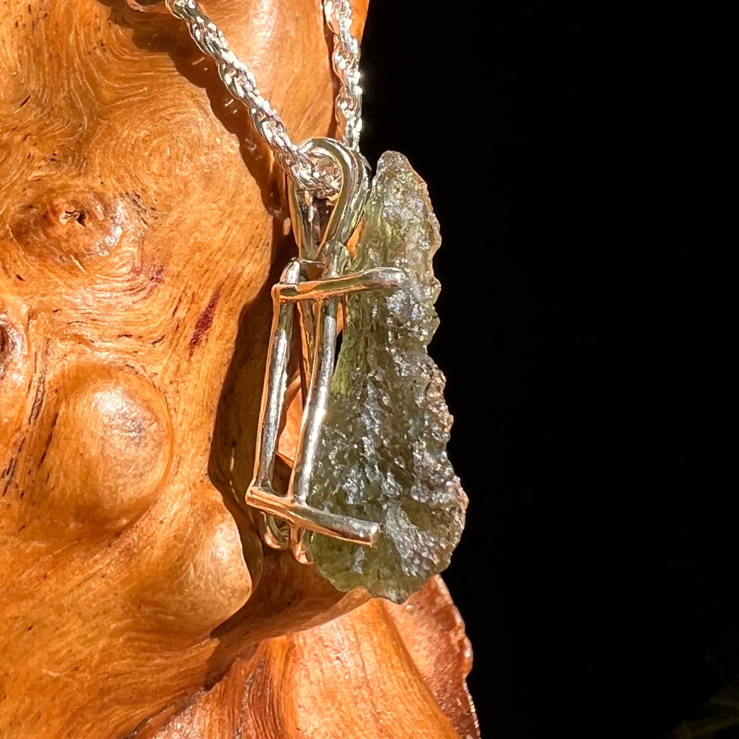 Raw Moldavite "Drop" Pendant Sterling Silver #8640-Moldavite Life