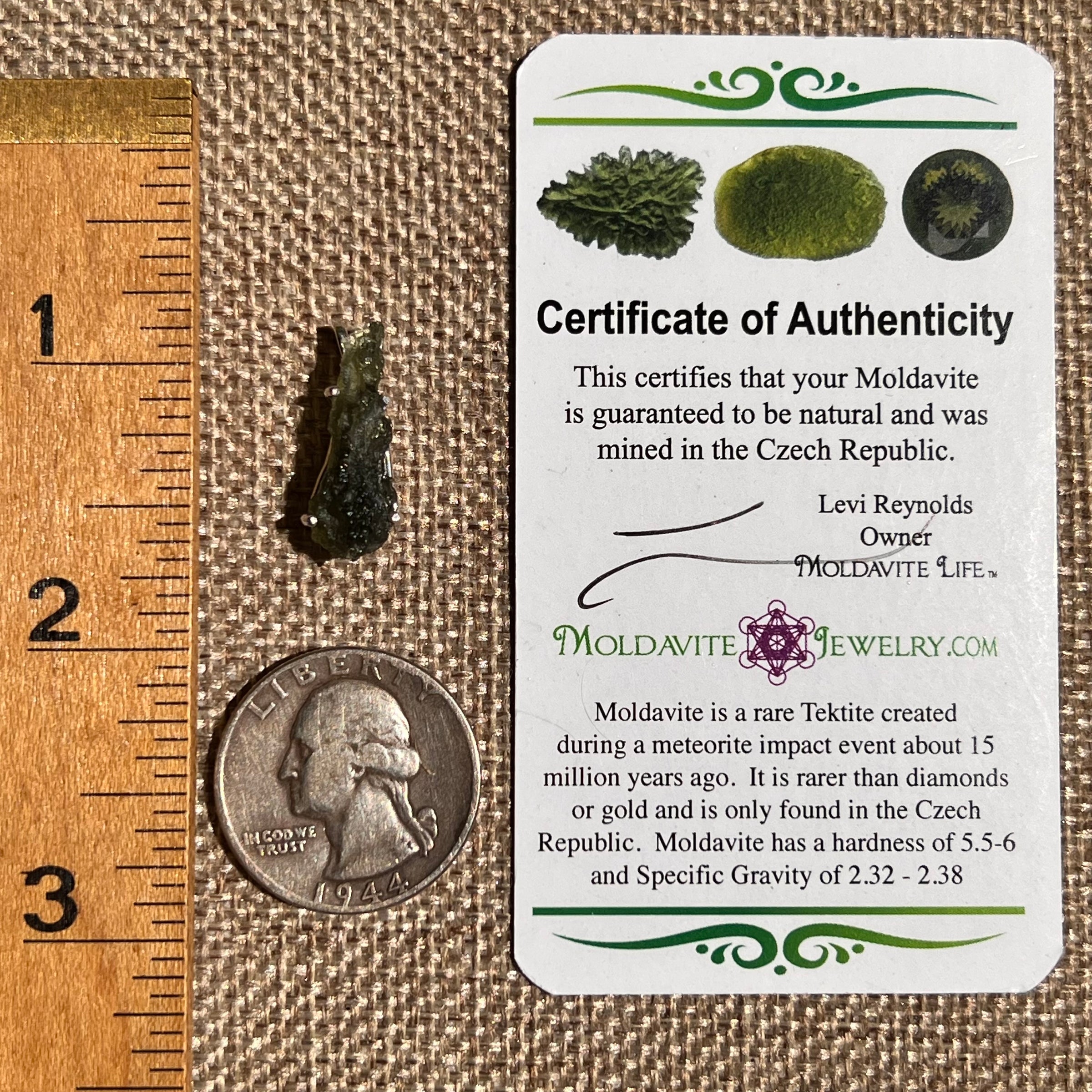Raw Moldavite "Drop" Pendant Sterling Silver #8640-Moldavite Life