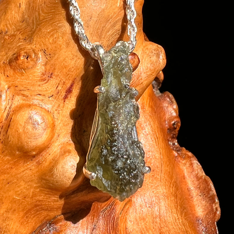 Raw Moldavite "Drop" Pendant Sterling Silver #8640-Moldavite Life