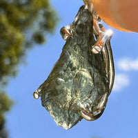 Raw Moldavite "Drop" Pendant Sterling Silver #8647-Moldavite Life