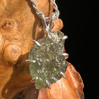 Raw Moldavite Herkimer Diamond Pendant Sterling #5403-Moldavite Life