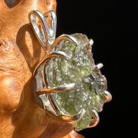 Raw Moldavite Herkimer Diamond Pendant Sterling #5403-Moldavite Life