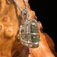 Raw Moldavite Herkimer Diamond Pendant Sterling #5403-Moldavite Life