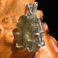 Raw Moldavite Herkimer Diamond Pendant Sterling #5405-Moldavite Life