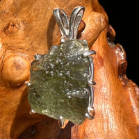 Raw Moldavite Herkimer Diamond Pendant Sterling #5406-Moldavite Life