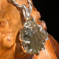 Raw Moldavite Herkimer Diamond Pendant Sterling #5411-Moldavite Life