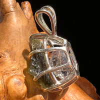 Raw Moldavite Herkimer Diamond Pendant Sterling #5411-Moldavite Life