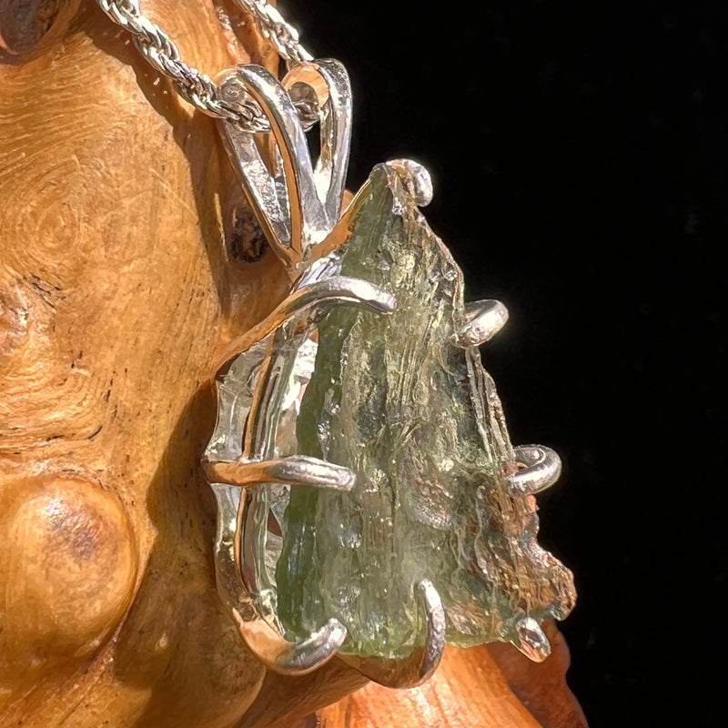 Raw Moldavite Herkimer Diamond Pendant Sterling #5414-Moldavite Life