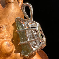 Raw Moldavite Herkimer Diamond Pendant Sterling #5414-Moldavite Life