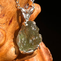 Raw Moldavite Necklace Sterling Silver #8589-Moldavite Life