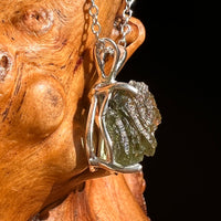 Raw Moldavite Necklace Sterling Silver #8589-Moldavite Life