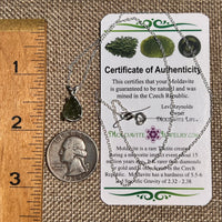 Raw Moldavite Necklace Sterling Silver #8589-Moldavite Life