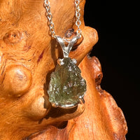 Raw Moldavite Necklace Sterling Silver #8589-Moldavite Life