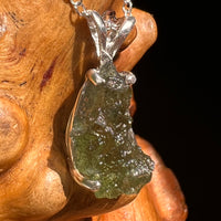 Raw Moldavite Necklace Sterling Silver #8591-Moldavite Life