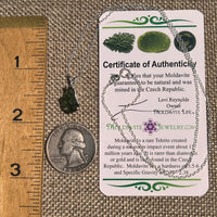 Raw Moldavite Necklace Sterling Silver #8591-Moldavite Life