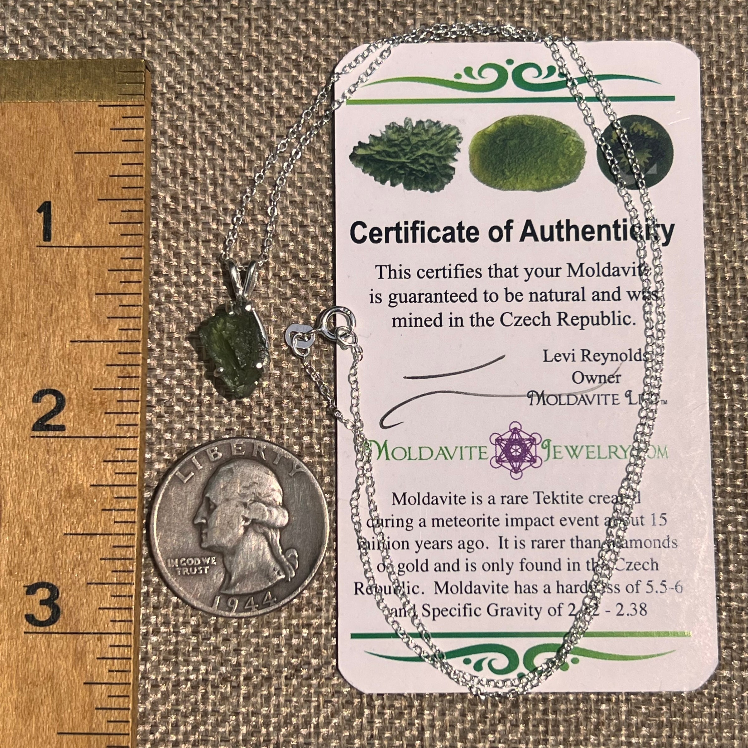 Raw Moldavite Necklace Sterling Silver #8592-Moldavite Life