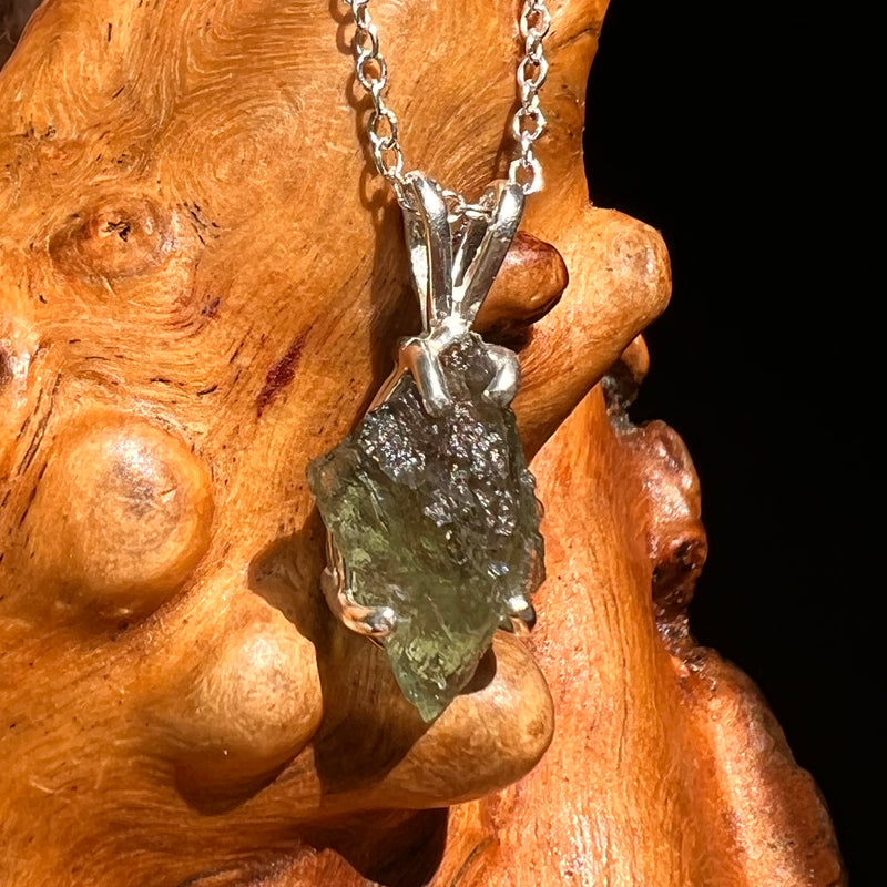 Raw Moldavite Necklace Sterling Silver #8592-Moldavite Life