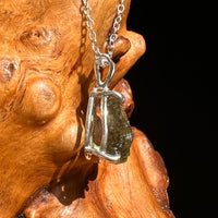 Raw Moldavite Necklace Sterling Silver #8593-Moldavite Life