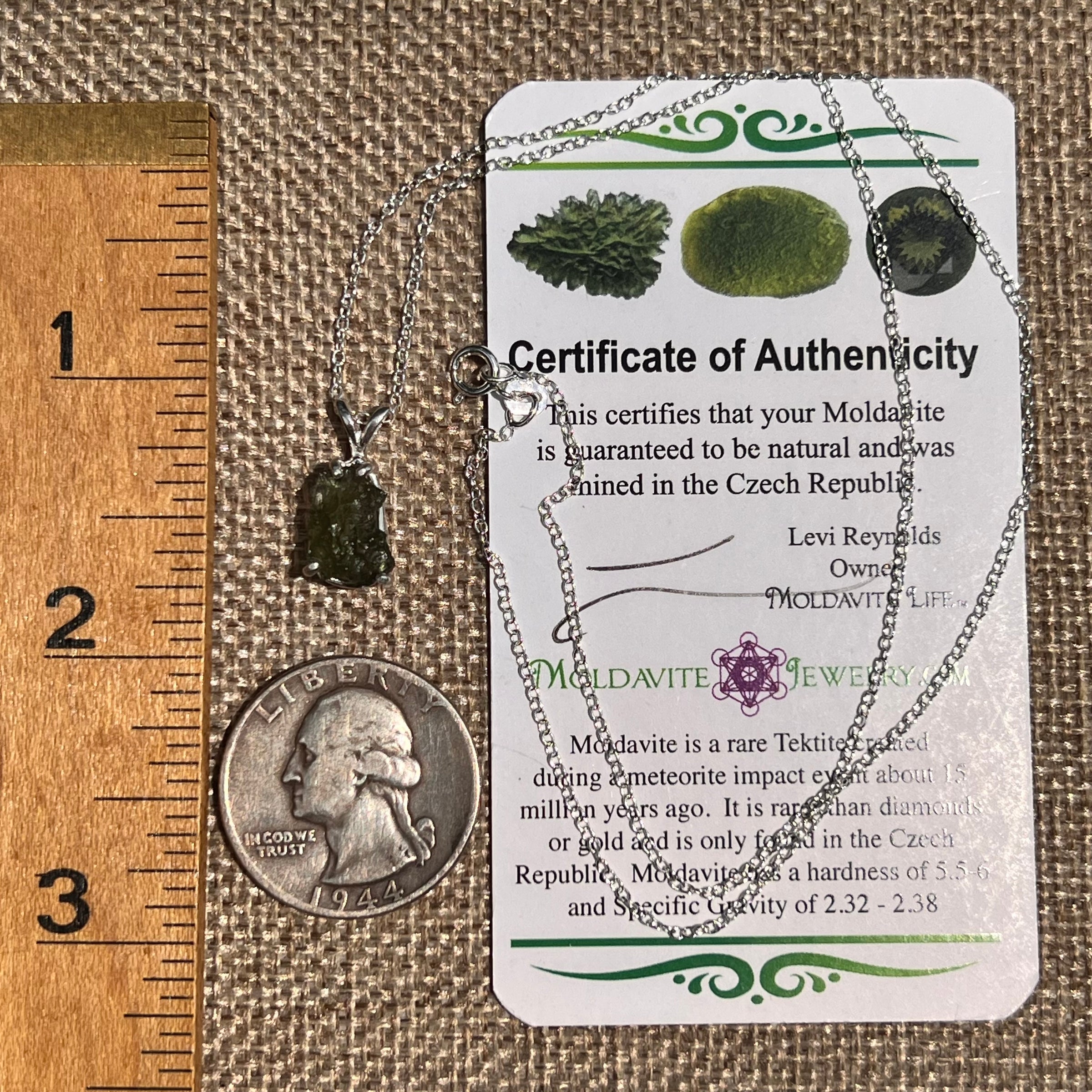 Raw Moldavite Necklace Sterling Silver #8593-Moldavite Life