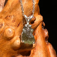 Raw Moldavite Necklace Sterling Silver #8593-Moldavite Life