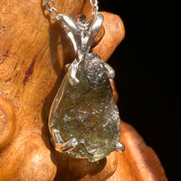 Raw Moldavite Necklace Sterling Silver #8595-Moldavite Life