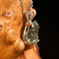 Raw Moldavite Necklace Sterling Silver #8595-Moldavite Life