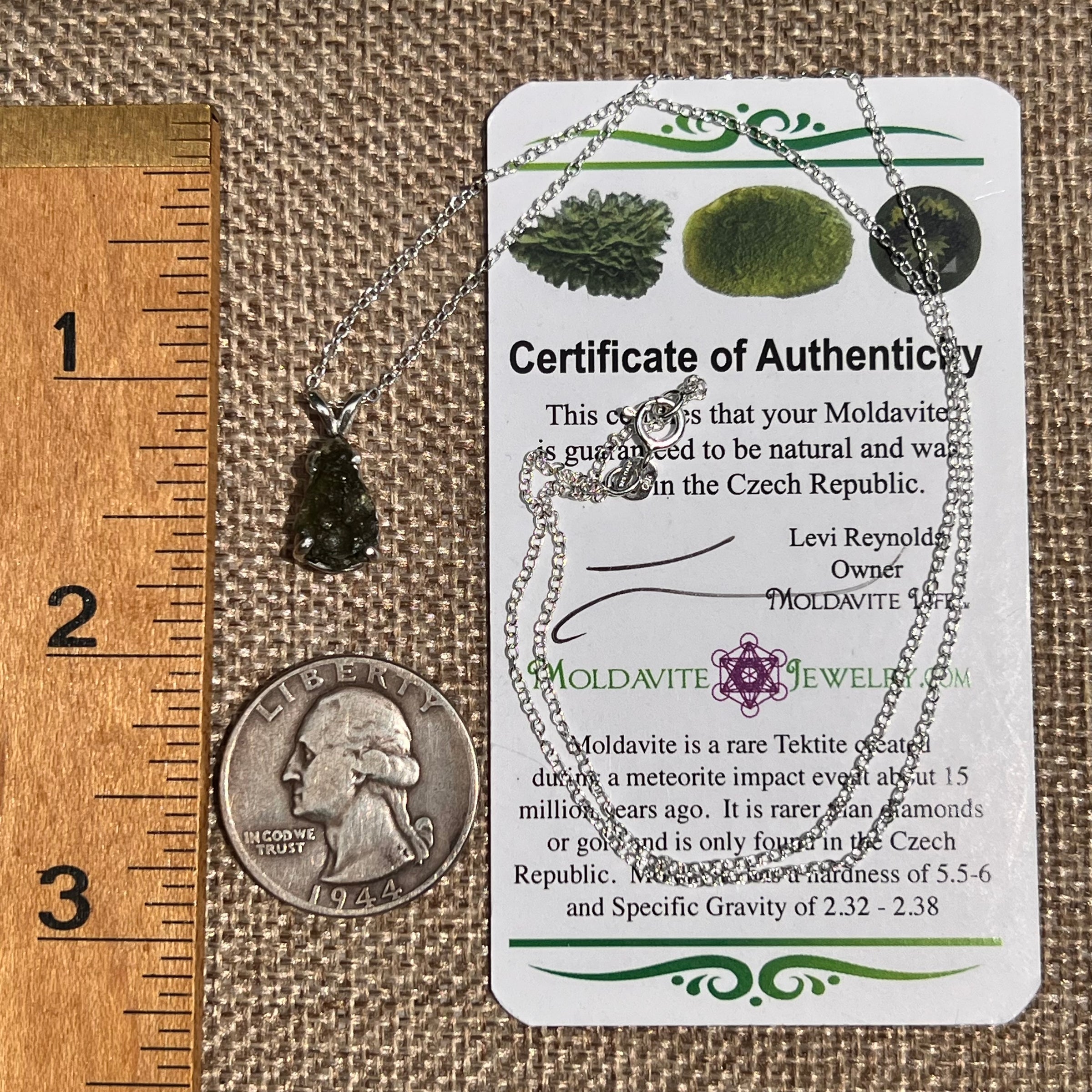 Raw Moldavite Necklace Sterling Silver #8595-Moldavite Life