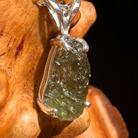 Raw Moldavite Necklace Sterling Silver #8596-Moldavite Life